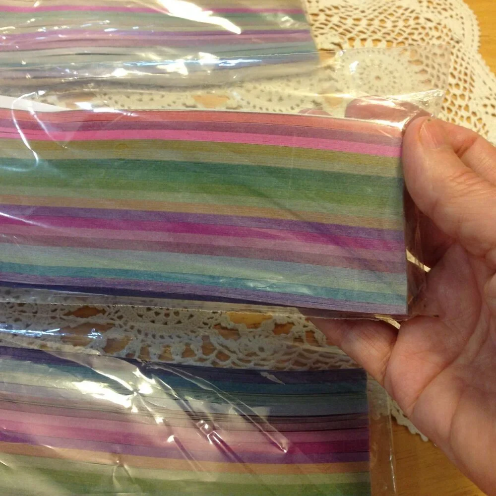 origami / quilling paper strips bundle, glitter colors